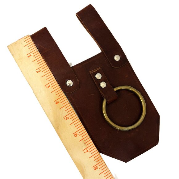 Frog Holder Vertical Renaissance Medieval Brwn Leather & Brass Handcrafted - Picture 6 of 7